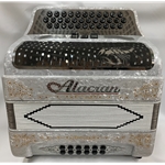 Alacran 34 Button 12 Bass 3 Switches Button Accordion FBE, Pearl White