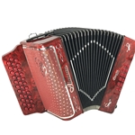 Alacran 34 Button 12 Bass Deluxe Button Accordion FBE With Straps And Case Red Pearl