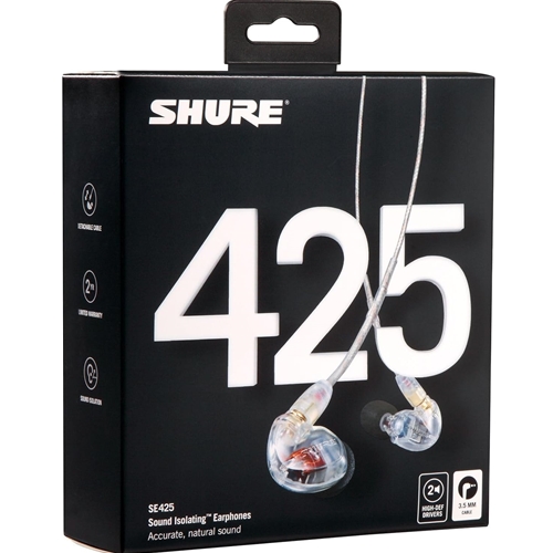【美品・完品】SHURE SE425 CL-A Shure SE425 Sound Isolating In-Ear Stereo Headphones (Clear)