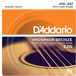 D'Addario EJ15 Phosphor Bronze Acoustic Guitar Strings - .010-.047 Extra Light