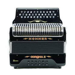 Hohner Corona II Xtreme Diatonic Accordion - Keys of G/C/F - Jet Black