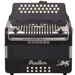 Hohner Panther Diatonic Accordion - Keys of F/Bb/Eb - Black